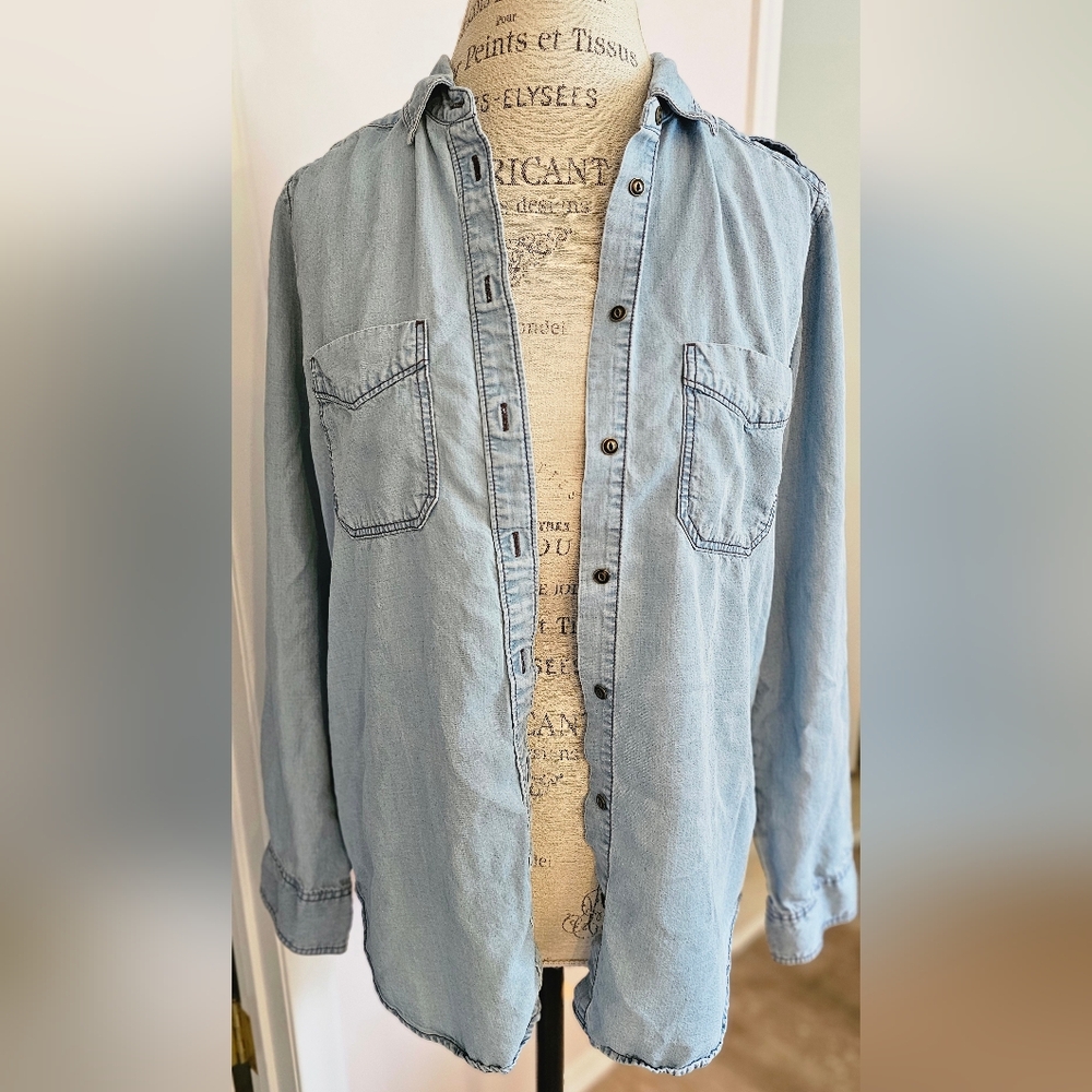 Express Blue Jean Shirt Boyfriend Fit.  Size M